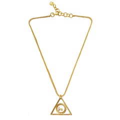 Floating Art Deco Style Triangle Necklace in Gold