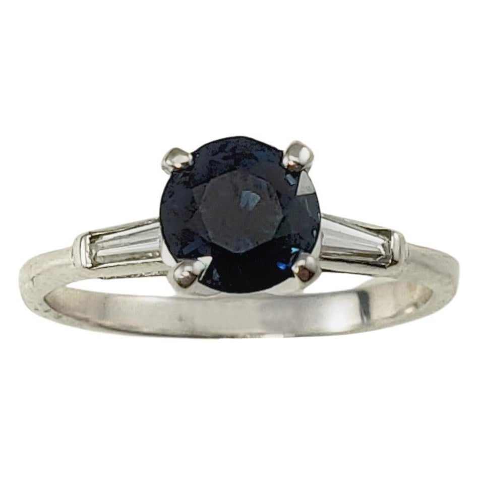 14 Karat White Gold Sapphire and Diamond Ring  For Sale