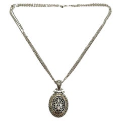 Arts Elegance AE 14K 925 Sterling Silver Pendant Multi Strand Chain Necklace