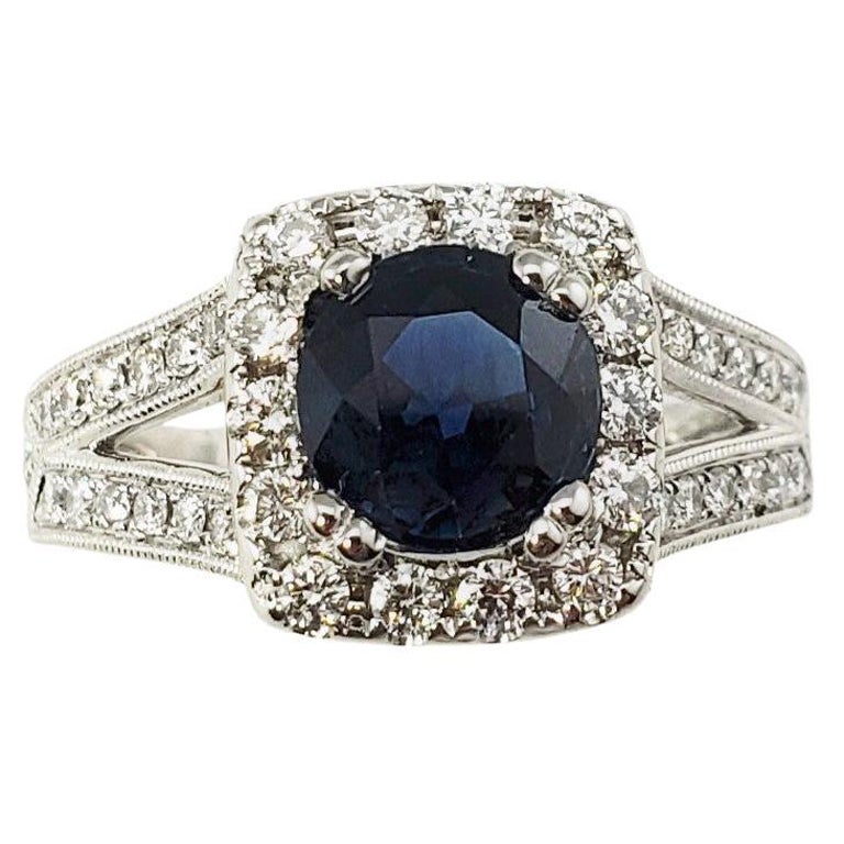 14 Karat White Gold Sapphire and Diamond Ring