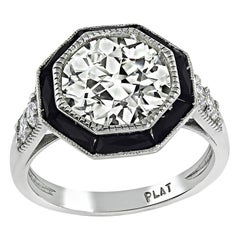 Vintage 2.67ct Diamond Onyx Engagement Ring