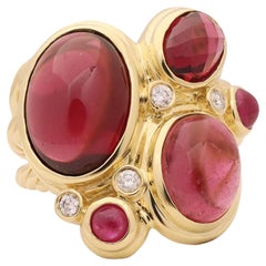 David Yurman Mosaik-Ring aus Gelbgold und rosa Turmalin