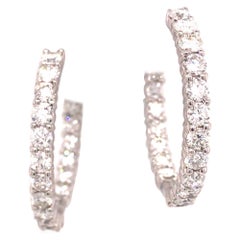18K Roberto Coin Diamond In/Out Hoops White Gold