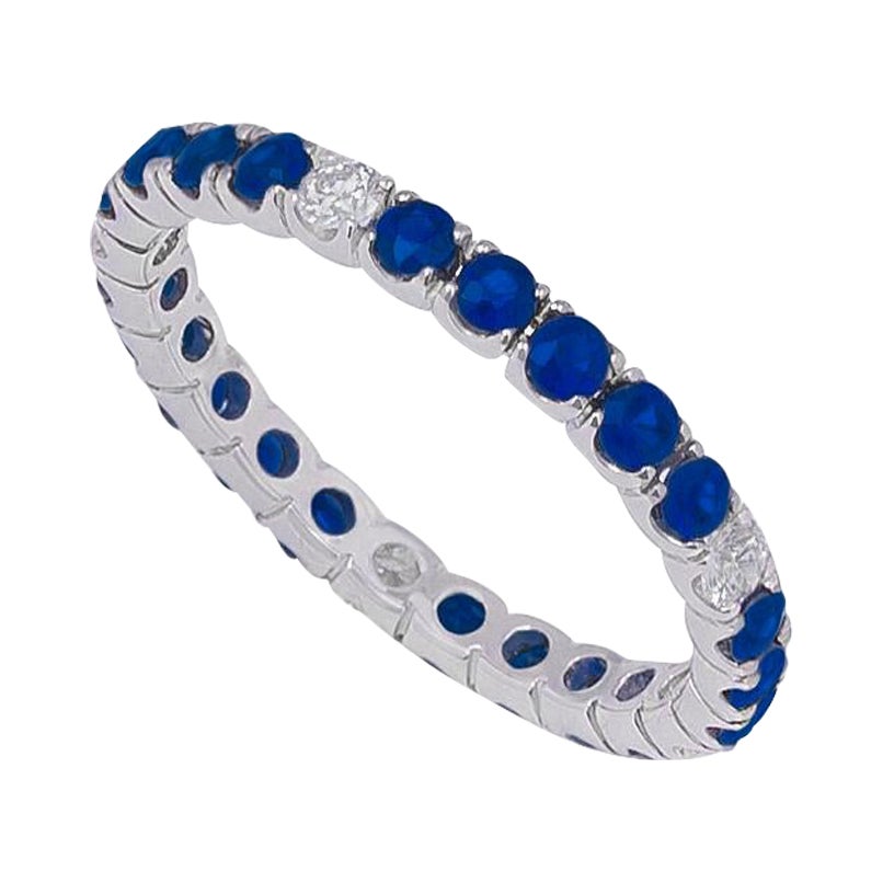 For Sale:  1.05ct Sapphire and Diamond White Gold Eternity Band