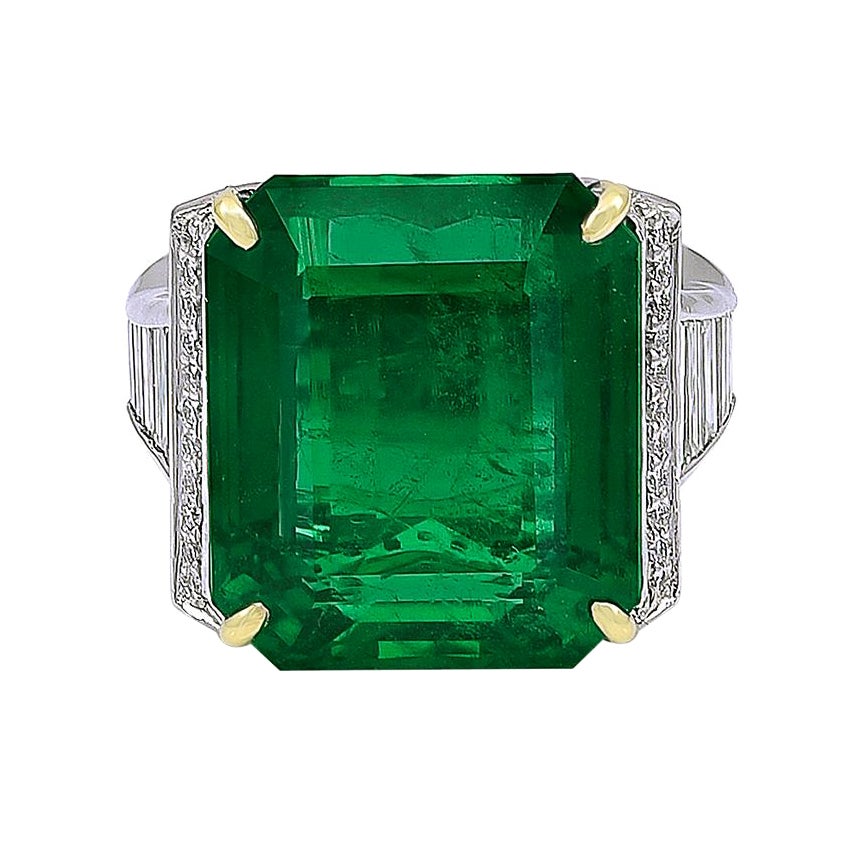 19.09 Carat African Emerald and Diamond Ring
