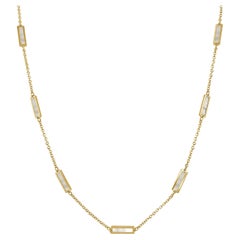 Collier à barre station en or jaune 14 carats et incrustation de nacre