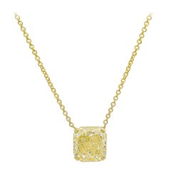 Collier solitaire en diamant jaune fantaisie naturel de 6,19 carats