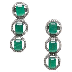 Smaragd- und Diamanttropfen-Ohrringe