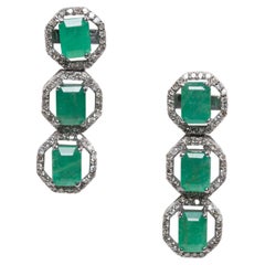 Emerald and Diamond Drop Earrings