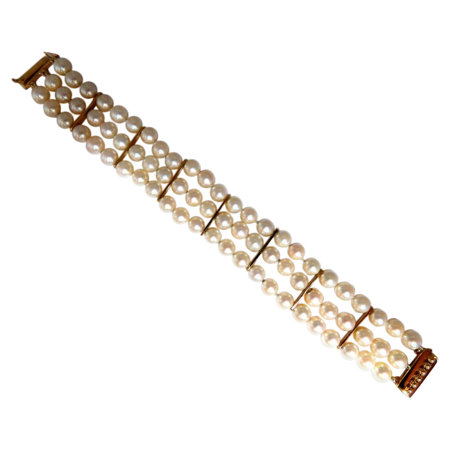 Akoya Pearls Pearls Bead Bracelet 14kt For Sale