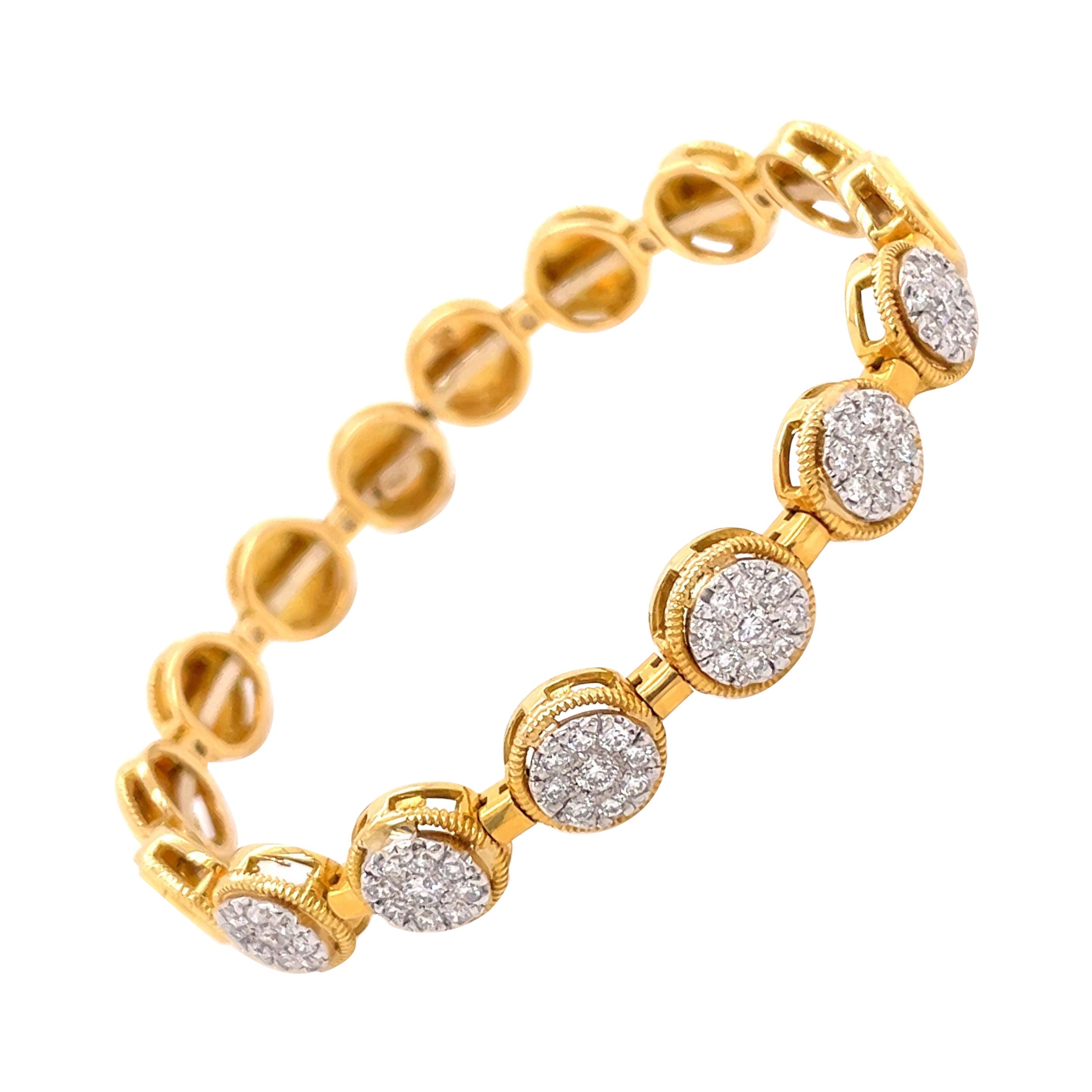 18K Yellow Gold Diamond Cuff Bracelet 1.00ct