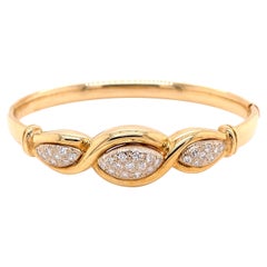14K Yellow Gold Diamond Bangle Bracelet .82ct