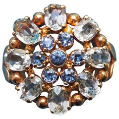 Vintage Allsopp-Steller Sapphire Aquamarine Gold Cluster Ring
