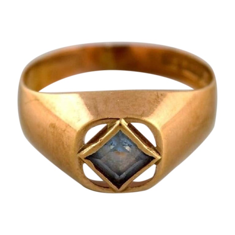 Swedish Jeweler, Modernist Vintage Ring, 18 Carat Gold with Semi-Precious Stone