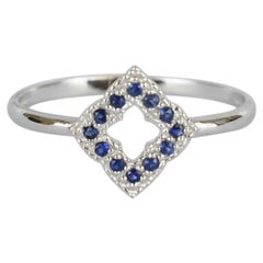 18k Dainty Micro Pave Blue Sapphire Ring September Birthstone
