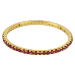 18k Solid Gold Natural Ruby Full Eternity Ring July Birth Stone Ring