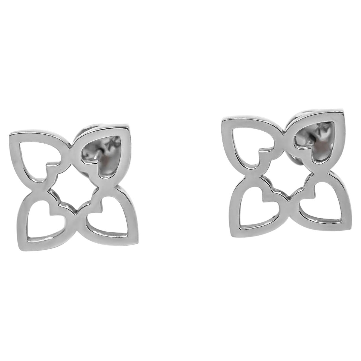 Connected Hearts Stud Earrings in 18kt White Gold For Sale