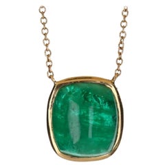 6.23cts 14K Emerald Cushion Cabochon Sugar Loaf