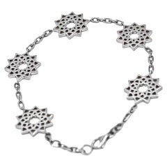Arabesque Deco Andalusian Style Five Motif Bracelet in 18kt White Gold