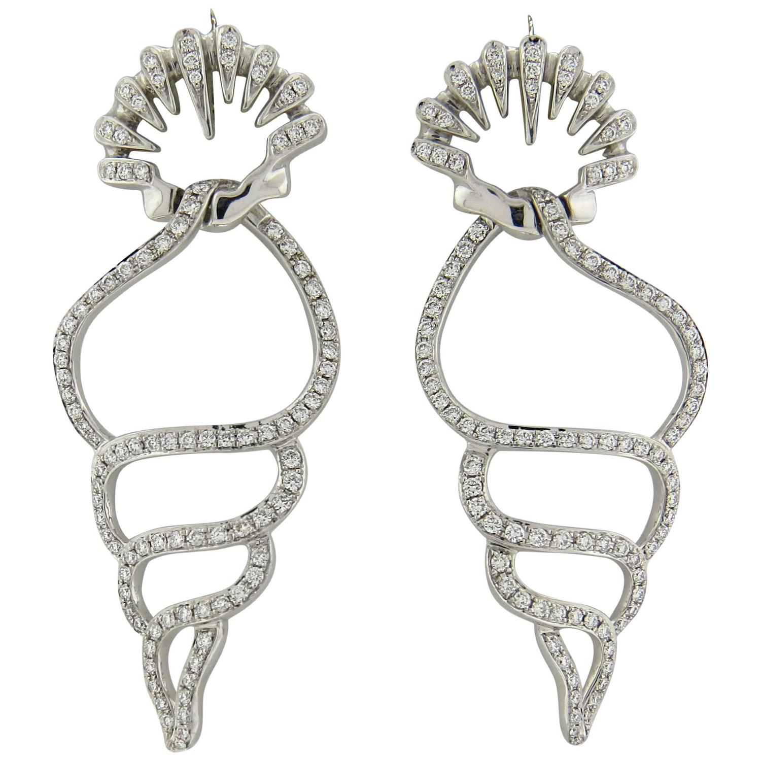 Paul Morelli Diamond Gold Seashell Earrings For Sale at 1stdibs
