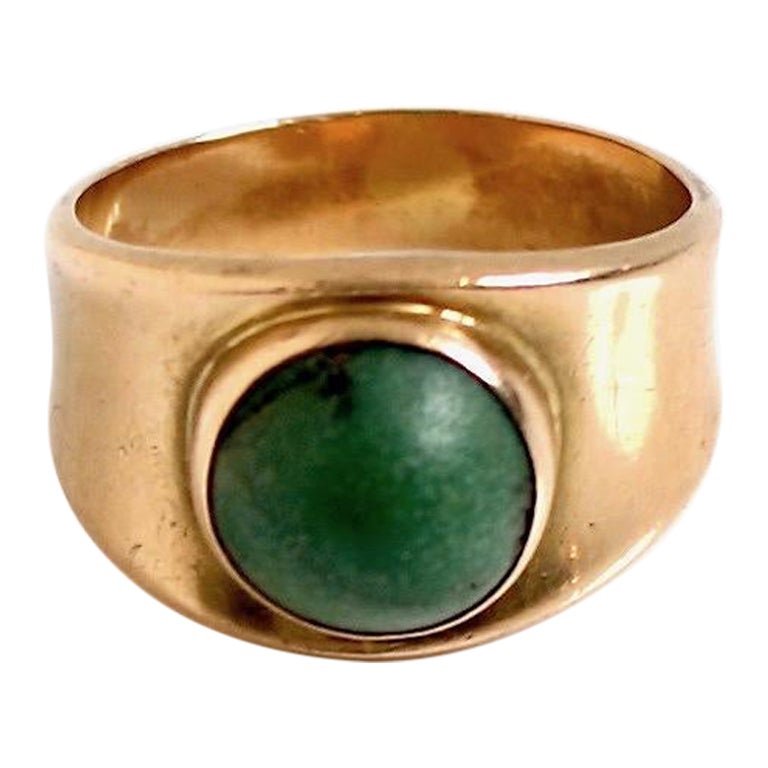 Georg Jensen 18 Karat Gold & Green Agate Ring For Sale