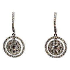 Spiral Diamond 2.81 Carat Drop 18 Karat White Gold Earrings