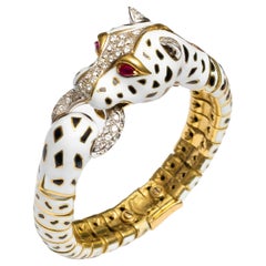 18K Frascarolo Modele Depose Enamel, Diamond and Ruby Bracelet