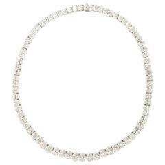 Rare Oval Diamond Platinum Necklace