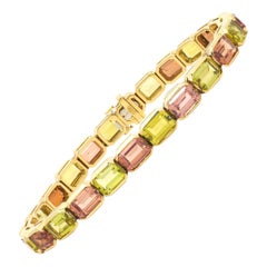 Hans D. Krieger 18 Karat Yellow Gold Peach & Green Apple Sapphire Bracelet