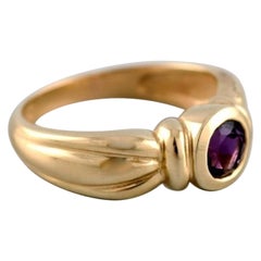 Hermann Siersbøl:: Dänemark:: Vintage-Ring aus 14 Karat Gold mit Amethysten verziert