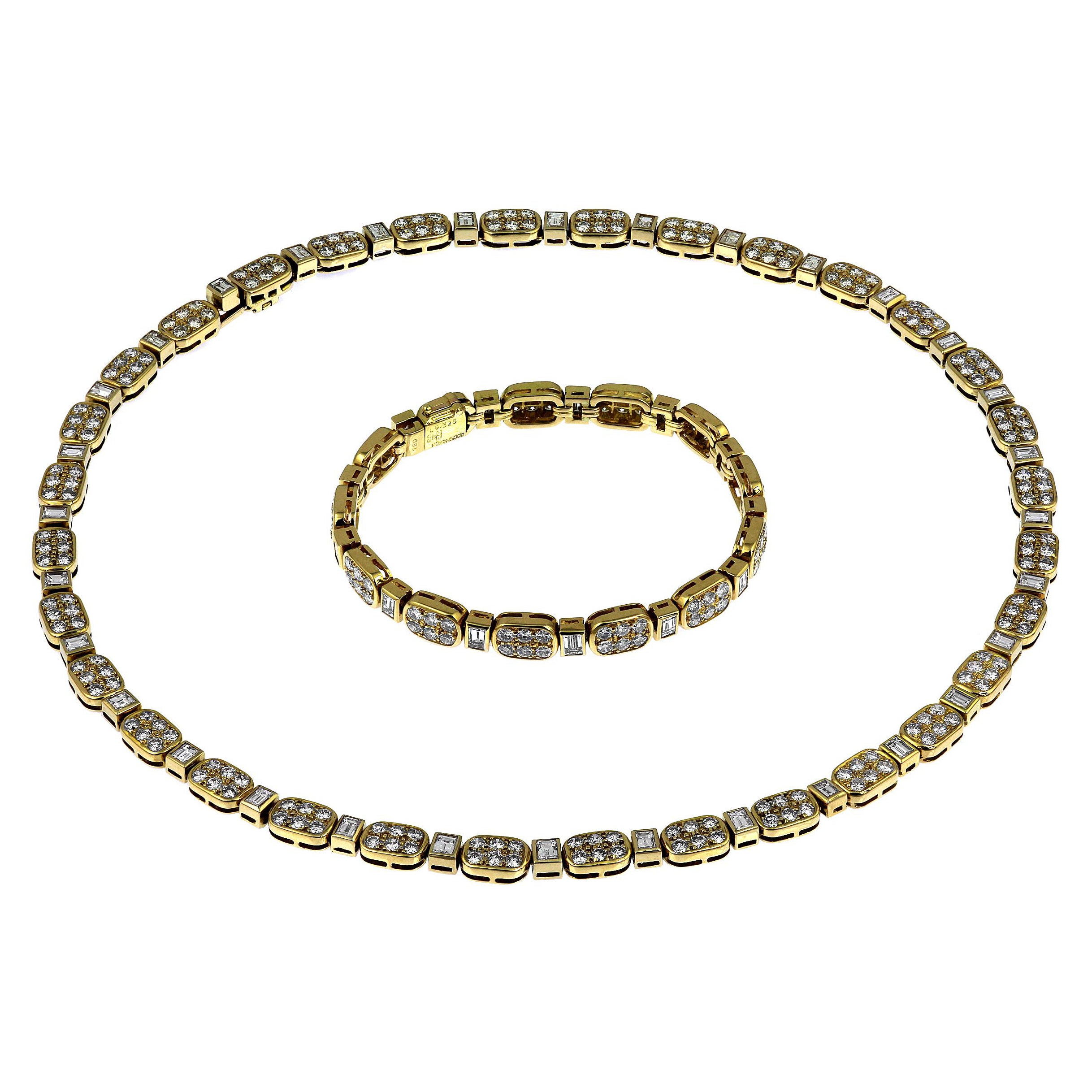 Boucheron, Vintage/Retro Diamond Necklace & Bracelet Set in 18ct Yellow Gold