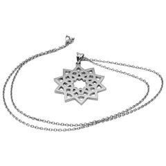 Arabesque Deco Andalusian Style Pendant Necklace in 18kt White Gold