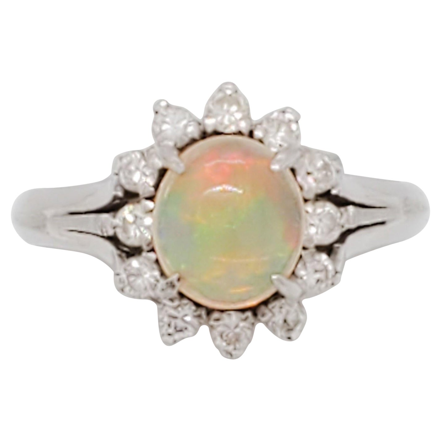 Opal and Diamond Cocktail Ring in Platinum