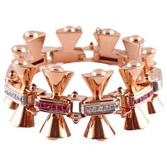 Ruby Diamond Two Color Gold Bracelet 7