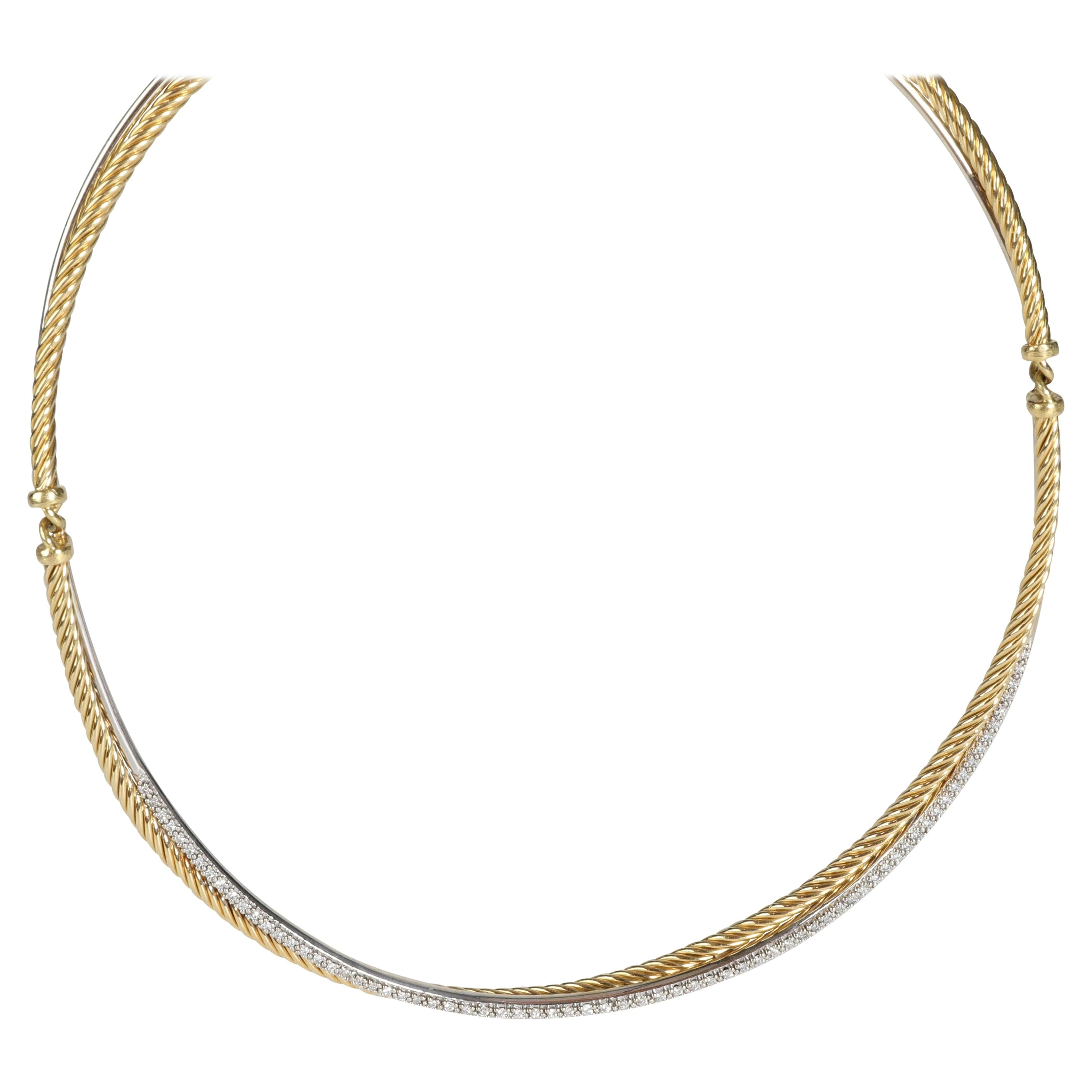 David Yurman: 18 Karat Gelbgold Crossover-Diamant-Halskette mit 0,60 Karat im Angebot