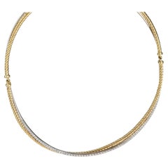 David Yurman Crossover Diamond Choker Necklace in 18K 2 Tone Gold 0.60 CTW