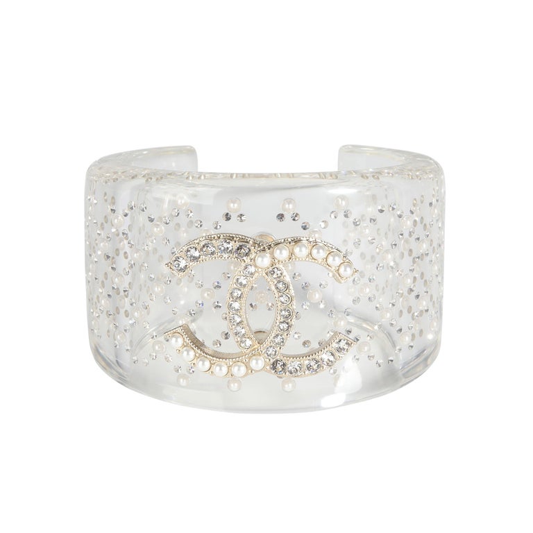 CHANEL, Jewelry, Chanel Cuff Tweed Silver Cc Logo 2a Wbox