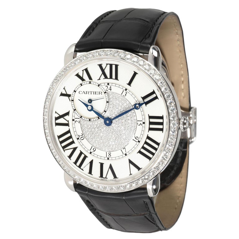 Cartier Ronde Louis Cartier WR007004 Unisex Watch in 18kt White Gold For Sale