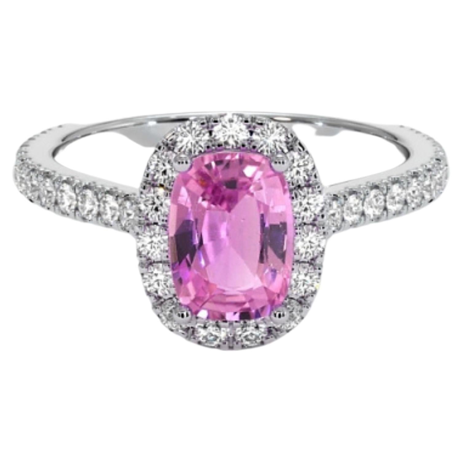 Ceylon Pink Sapphire Diamond Ring 18 Karat White Gold