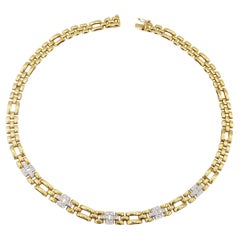 Collana con diamanti alternati A Link in oro 18K