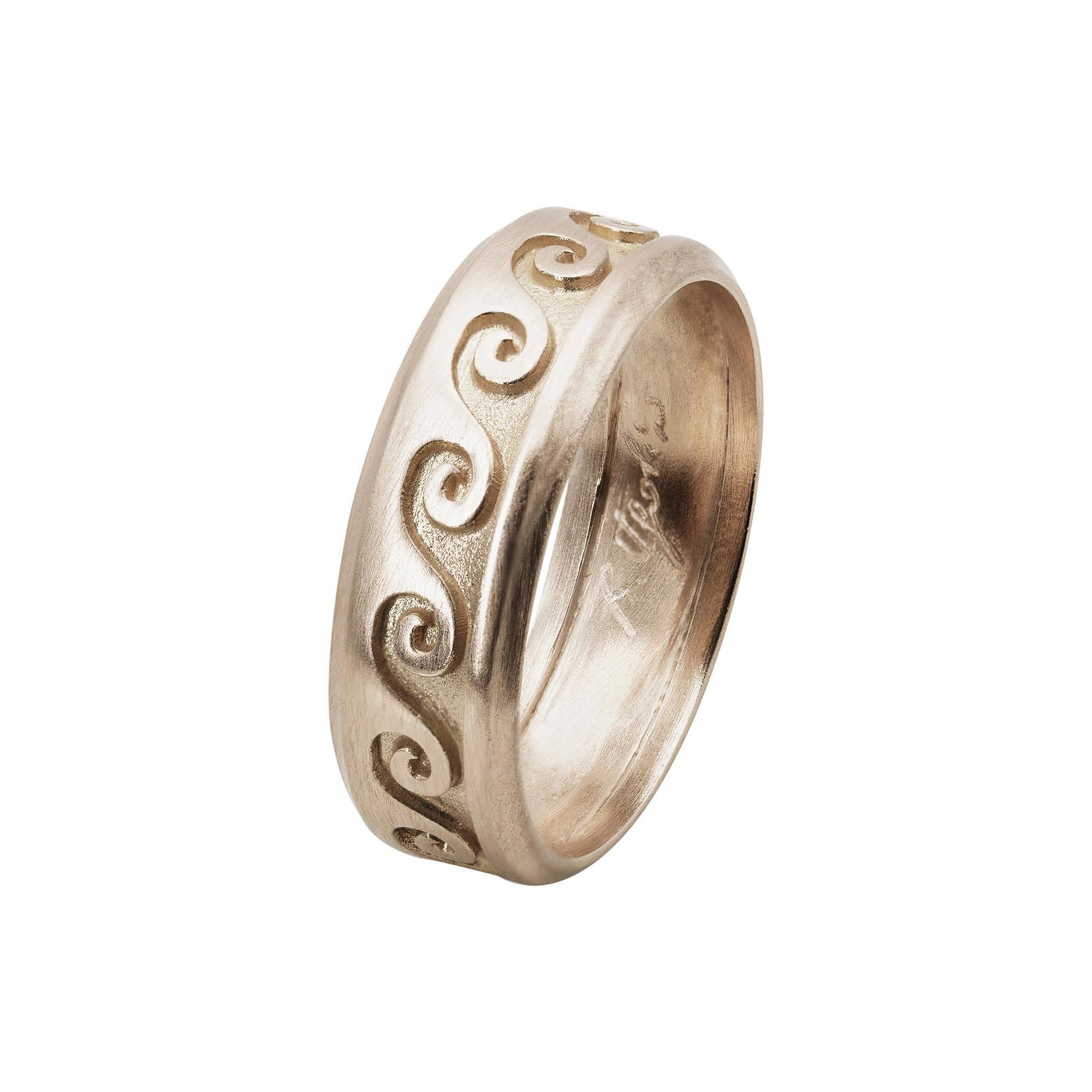 Customizable 18 Karat White Gold Wave Unisex Design Engagement Band Ring
