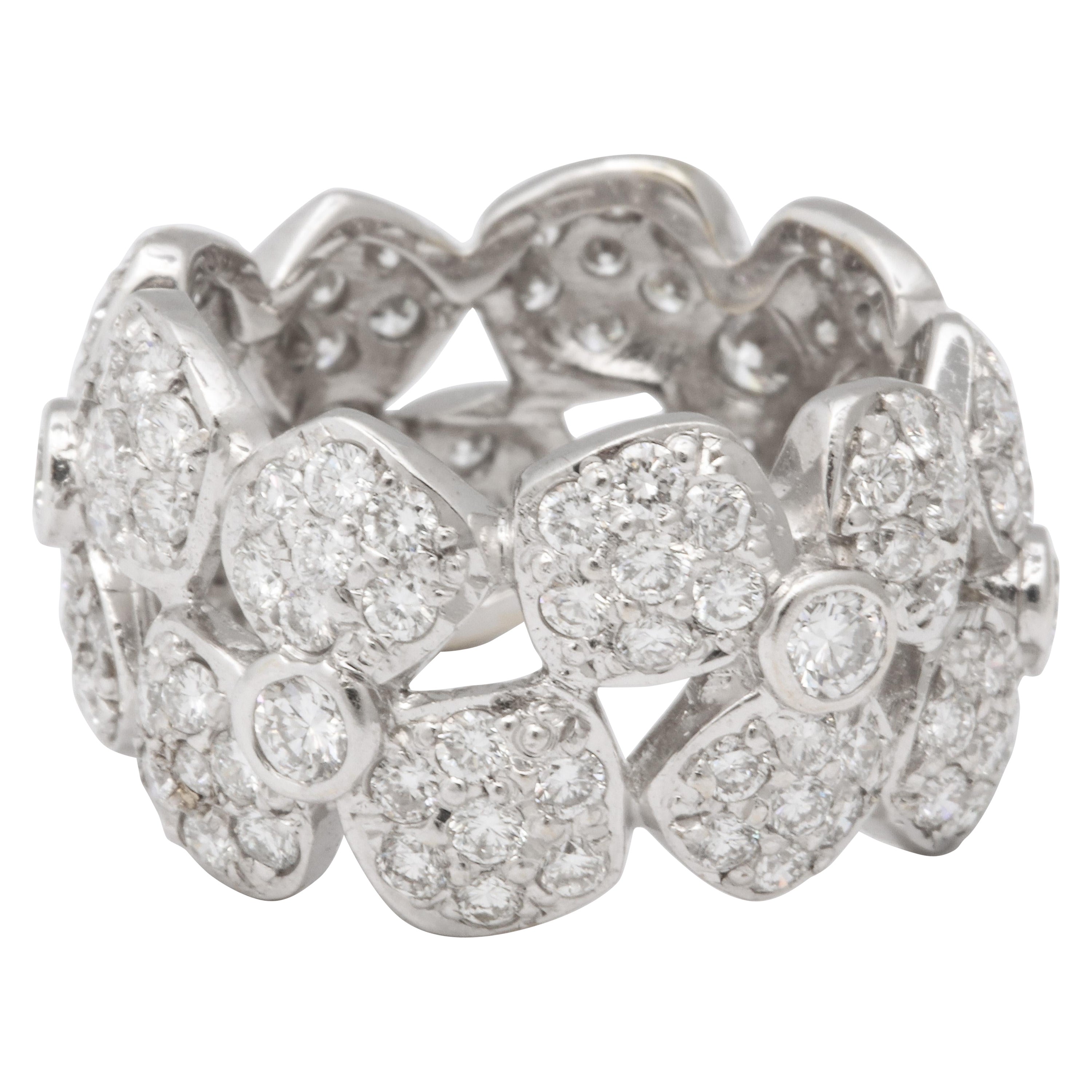 Wide Diamond Flower Band  For Sale