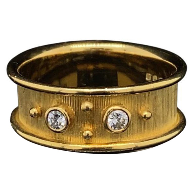 Vintage De Vroomen Diamond Set 18 Karat Yellow Gold Ring For Sale