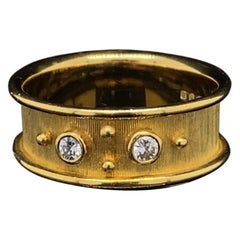 Vintage De Vroomen Diamond Set 18 Karat Yellow Gold Ring