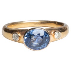 Ring mit Ceylon Saphir und Diamant aus 22 Karat Gold