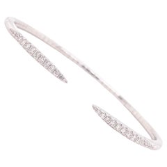 Bracelet jonc souple à pointes en or blanc 14 carats avec diamants de 1/2 carat et 0,50 carat