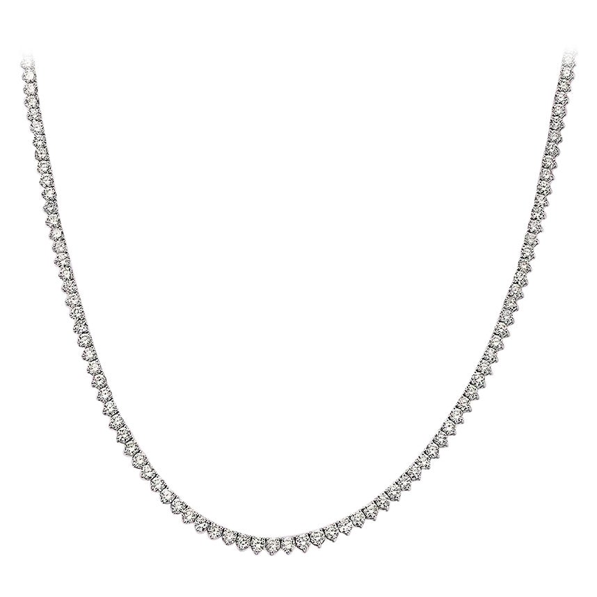 Capucelli '10.30ct. t.w.' Natural Diamonds Tennis Necklace, 14k Gold 3-Prongs For Sale