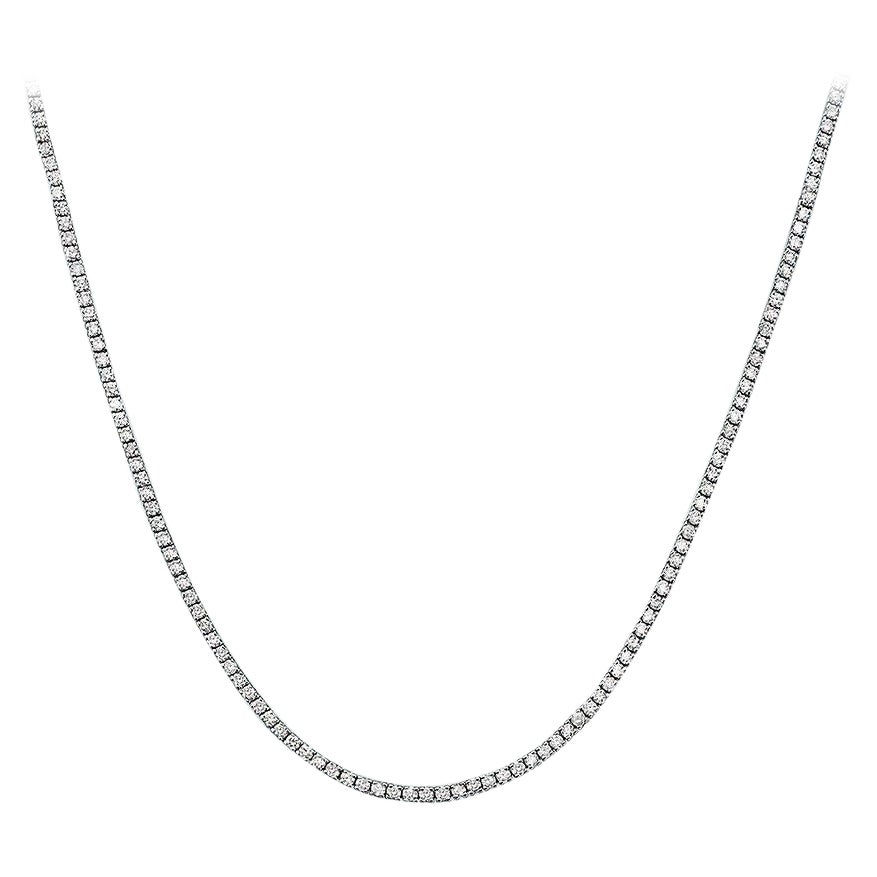 Capucelli '15,00ct. t.w.' Tennis-Halskette mit natürlichen Diamanten, 14k Gold, 4 Zacken im Angebot