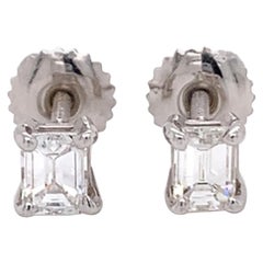 Clous d'oreilles diamant taille émeraude