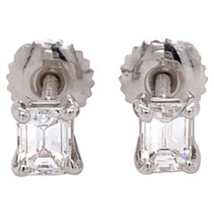 Emerald Cut Diamond Stud Earrings